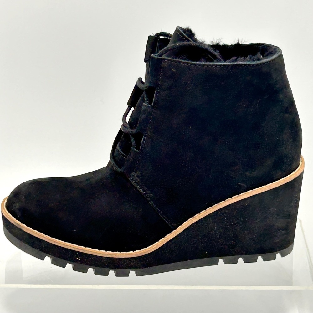 Eileen Fisher Size 6 Black Suede Wedge Ankle Boots Alpine NEW Womens $275 - Picture 11 of 15